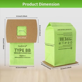 15 Pack PKBB12DW Vacuum Bags Replacement for Oreck XL Buster B Canister Vacuum Bags PKBB12DW BB180 BB280 BB850 BB870 BB900 BB1000 MV160 AK1BB8A Type BB Bags with 3 Motor Filter