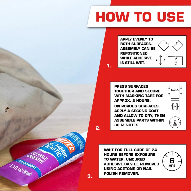 Loctite 1360694 Vinyl Fabric & Plastic Repair Flexible Adhesive, 1