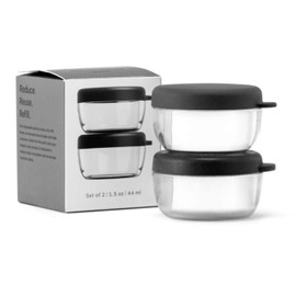 W&P Porter Dressing Container w/ Lid |Charcoal 1.5 Ounces (Pack of 2) | Leak & Spill Proof, Salad Dressing, Salt, Toppings, Food Storage, Airtight, Microwave and Dishwasher Safe, BPA-Free, (WP-PDR-CH)