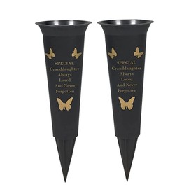 OnlineStreet Grave Flower Holders/Memorial Vases Ornaments - Plastic Grave Decorations and Memorial Gifts Engraved with Funeral Verses for your Loved Ones (Granddaughter Pk2), One Size (13659)