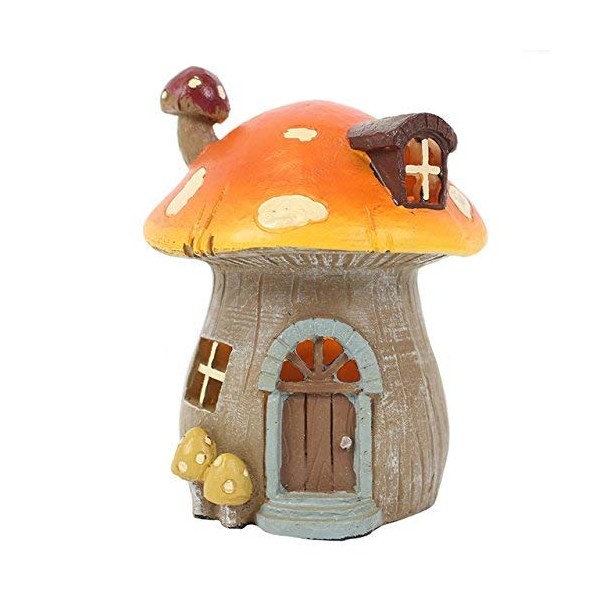 Fairy Homes Light Up Fairy House For Fairy Gardens - Orange Mushroom Home
