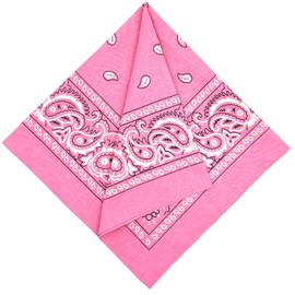 [MDSTYLE] 特大バンダナ 68.5cm x 68.5cm 綿100% メンズ & レディース ペイズリー ハンカチ ヘッドバンド スカーフ ジャンボ バンダナ 三角巾 (ピンク1枚)