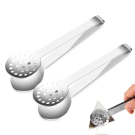 Tea Bag Squeezer Tongs, 2 PCS Stainless Steel Teabag Squeezer Tool, Tea Bag Strainer, Tea Bag Tongs 6 Inch Non-Slip Kitchen Mini Serving Tong or Kitchen, Bar Cooking Tools
