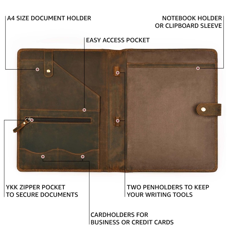 Leather Village Leather Portfolio Organizer - Professional Business Padfolio for