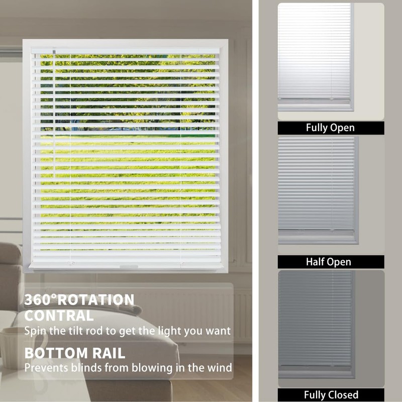 HIDODO Aluminum Mini Blinds for Windows Cordless Horizontal Window Blinds,