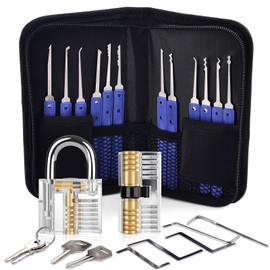 Diyife Lock Pick Set, [26 Pieces] [Updated Version] Premium Practice Lock Picking Tools with 2 Transparent Training Padlock for Lockpicking,Guide for Beginner and Locksmith Training(Blue)