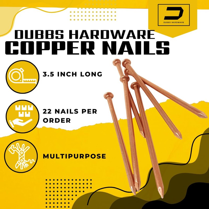 Dubbs Hardware 22-Pack Pure Copper 3.5-Inch Nail Spikes - Heavy-Duty