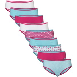 Gildan girls Cotton Hipster Underwear, 9 Pack Underwear, Cupcake/Heliconia/Crown/Capri Blue/Squiggles/White, 4 US