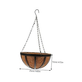 IWOWHERO Natural Iron Hanging Planter Basket Coconut Decorative Flower Pot for Use Elegant Decor for Succulents Herbs Ferns