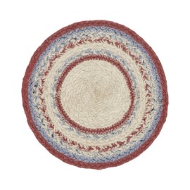 VHC Brands Celebration Table Mat- Pot Holder- Woven Jute Trivet, Americana, 8" Round