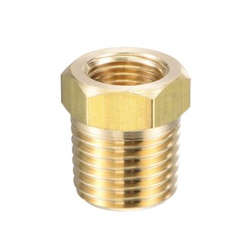 uxcell Brass Pipe Fitting Reducer Adapter 1/4" NPT Male x 1/8" NPT Female for Water Oil Air Pressure Gauge Temp Sensor
