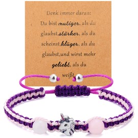 Livdouyu Unicorn Bracelet Girls with Adjustable Braided Rope Beautiful Children's Bracelet Unicorn Gifts for Girls with Card