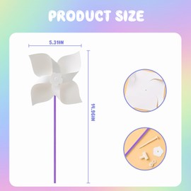 12Pcs Novelty DIY Pinwheels Craft for Kids, Color Your Own White Pinwheels, Summer Autumn Craft Kit for Arts and Craft Party Activity, Outdoor Activities, Kindergarten Art Projects Wind Spinners