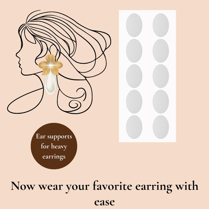 DuraSigns Transparent 40 Earring Support Patch, Lightweight Adhesive Ear Lobe