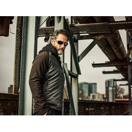 Caterpillar Men's Coffer Polarised Sunglasses Rectangular Matte Grey Crystal 63 mm, crystal