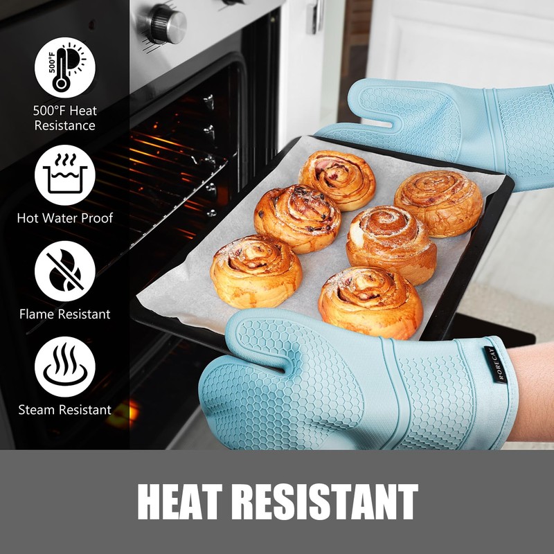 Rorecay 6pcs Oven Mitts and Pot Holders Sets, Extra Long