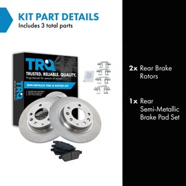 TRQ Rear Brake Pad & Rotor Kit Brake Pads Brake Rotor Semi-Metallic Compatible with 2006-2012 Ford Fusion 2007-2012 Lincoln MKZ 2006 Zephyr 2006-2013 Mazda 6 2006-2010 Mercury Milan