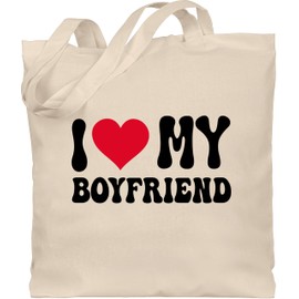 Shirtracer - Cotton Bag - Couple - Bags - I Love My Boyfriend I Valentine's Day Gifts for Partner Christmas Gift Girlfriend Gifts Partner Gift Ideas Birthday I, 1 natural white, Unit size
