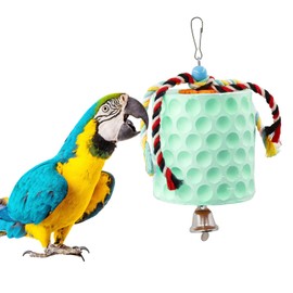 Oooct Extra Large Bird Chewing Toy, Parrot Beak Grinding Calcium Stone with Bells, Bird Cage Accessories, Cage Toys for Cockatiel Parakeet Parrot Budgies Rat Hamster Chinchilla Rabbit Bunny Green