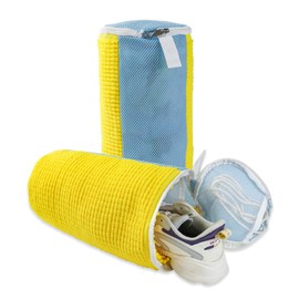 GOGOODA Upgraded Shoe Washing Bag for Washing Machine - Laundry Shoe Bag for Washer and Dryer with Safety Lock for All Shoe Types (Yellow, without shoe trees)