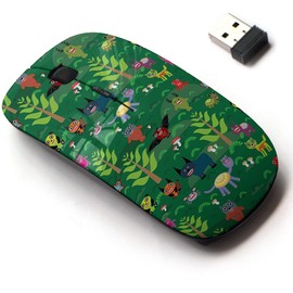 2.4G Wireless Mouse with Cute Pattern Design for All Laptops and Desktops with Nano Receiver - Cute Cartoon Monsters