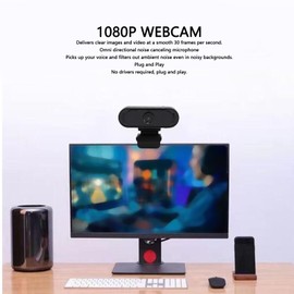 XUMIUZIY Webcam 1080P HD 30fps, USB HD Computer Web Camera with Noise Cancelling Microphone, Autofocus, Plug and Play, for Zoom/Skype/Face Time, Conferencing and Video Calling