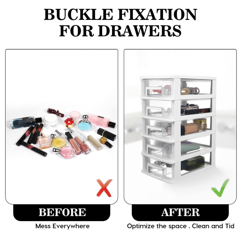 Operitacx 5 Plastic Storage Drawers, Multifunctional Clear Storage Drawers Tower