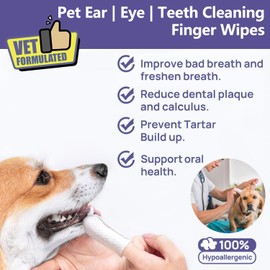 HONGYEE Disposable Pet Cleaning Finger Wipes, Easy Cleaning for Dog/Cat/Rabbit Pets Eye Dirt, Ear Dirt, Teeth Food residues, etc., Compact and mild Non-irritating no Odor, 50 Count