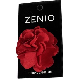 Zenio Men's Floral Lapel Pin Fire Red Fabric Flower 100% Microfiber Brand Zenio