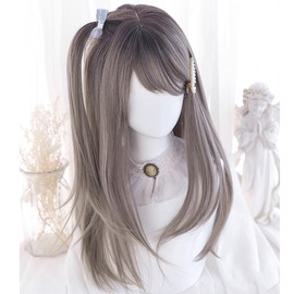 Lolita Harajuku Style GAL Cosplay Wig, Heat Resistant, Gothic Lolita, Gray, Long, Mori Girl, Dreamy, Cute, Princess, Small Face, Party, Costume, Everyday Wig