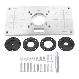 Aluminium Router Table Insert Plate for Woodworking Benches Milling Trimming Machine 8 Holes with Rings