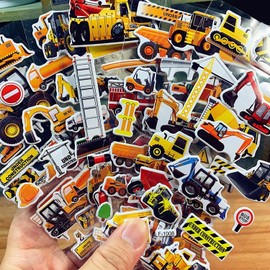 12 Sheets Kids 3D Engine Truck Puffy Stickers Transportation Car Stickers Party Bag Fillers Boys Girls Teachers as Reward Craft Scrapbooking