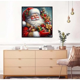 Axquilon Santa Claus Diamond Art Painting Kits for Adults, DIY Christmas Diamond Painting for Adults, 5D Full Round Drill Craft for Home Wall Decoration Gift 14x14 Inch