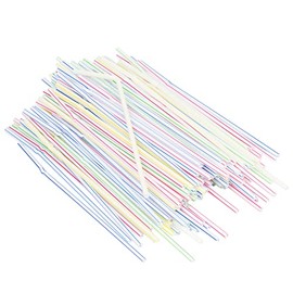 Chef Craft Select Plastic Flexible Straws, 8 inches in Length 150 Piece Set, Striped