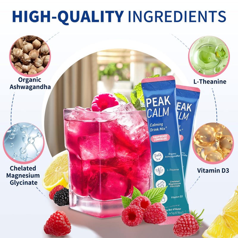 40 Count Peak Calm Cortisol Drink with Magnesium Glycinate, Ashwagandha,