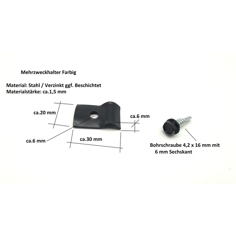 10x Mounting Set Anthracite for Double Rod Mat Fence Holder