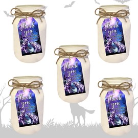 SHADOAMP Wolf Birthday Party Decorations Tags, 50pcs Wolf Thank You for Celebrating with Us Tags Wolf Gift Goodie Tags Paper for Wolf Party Decoration Baby Shower Presents Gift Tags