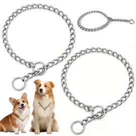 2 Piezas Collar de Entrenamiento Castigo Collar Adiestramiento de Perros Cadena, Acero Inoxidable 304, Ajustable,Cadena para Perro, Adecuado para Perr