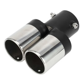 VekAuto Dual Exhaust Tip, 2.4" Inlet 4.9" Outlet 6.7" Length Tailpipe Universal for Car Bolt on Stainless Steel Silver Tone Black