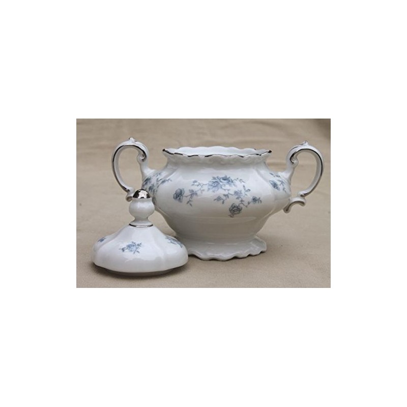 johan haviland blue garland sugar bowl and creamer set. new