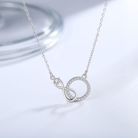 MADAOGO Mother Daughter Necklace, Sterling Silver CZ Infinity Circle Necklace for Women, Mother's Day Jewelry Gift for Mother, Mother Daughter Gifts, Birthday Gifts for Daughter from Mom