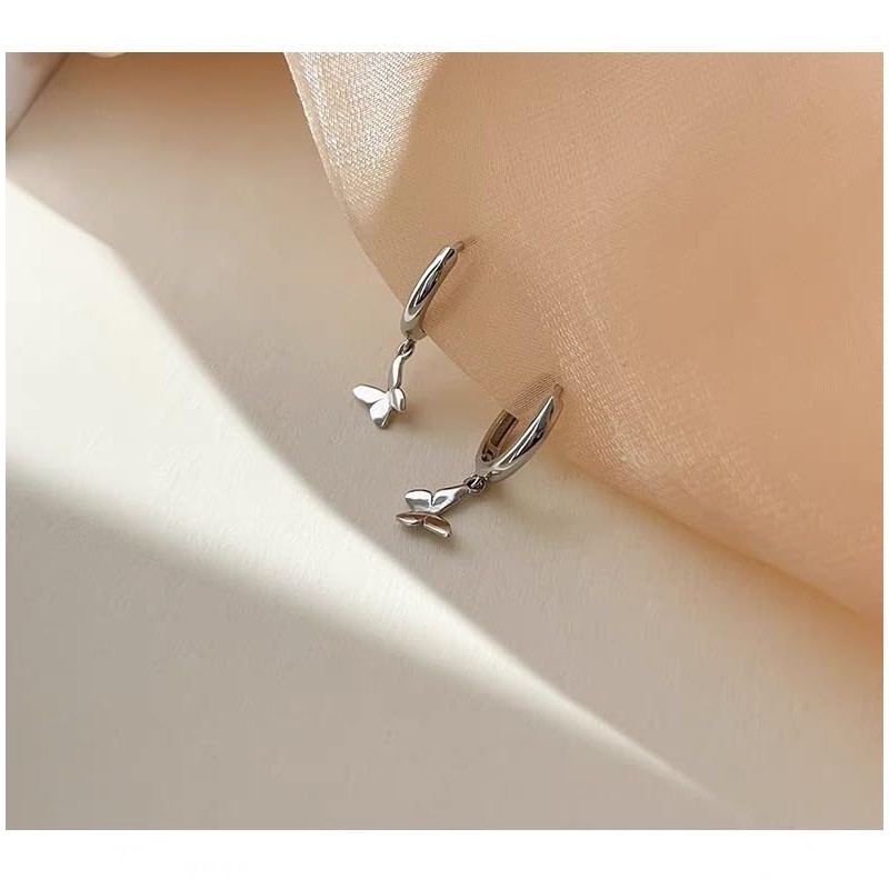 Umiwe Dangling Women's Ring Earrings, S925 Silver, Hypoallergenic, Small, Platinum