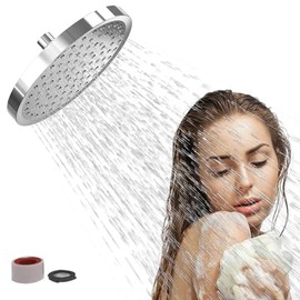Cabezal de regadera,Cabeza de Ducha de Lluvia de Alta Presión para el Baño,6 Pulgadas Regadera Alta Presion,Ángulo Ajustable,Boquilla de refuerzo de silicona antiobstrucción,Regaderas para Baño(cromo