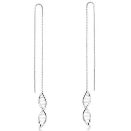 MATERIA by Matthias Wagner SO-27 Women's Earrings 925 Silver Spiral DNA Double Helix, Sterling Silver