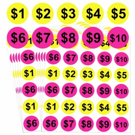 600 Pcs Yard Garage Sale Price Stickers 1 Inch Flea Market Pre-Printed Pricing Stickers - Dollar Preprinted Price Tags Labels Prepriced Pricing Garage Sales Stickers for Yard Garage Fle Market Sale