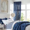Pom-Pom Navy-Blue Sheer Curtains for Bedroom Windows 84inches Long Linen