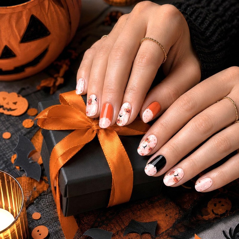 4 Sheets Halloween Full Nail Wraps Stickers for Women Halloween
