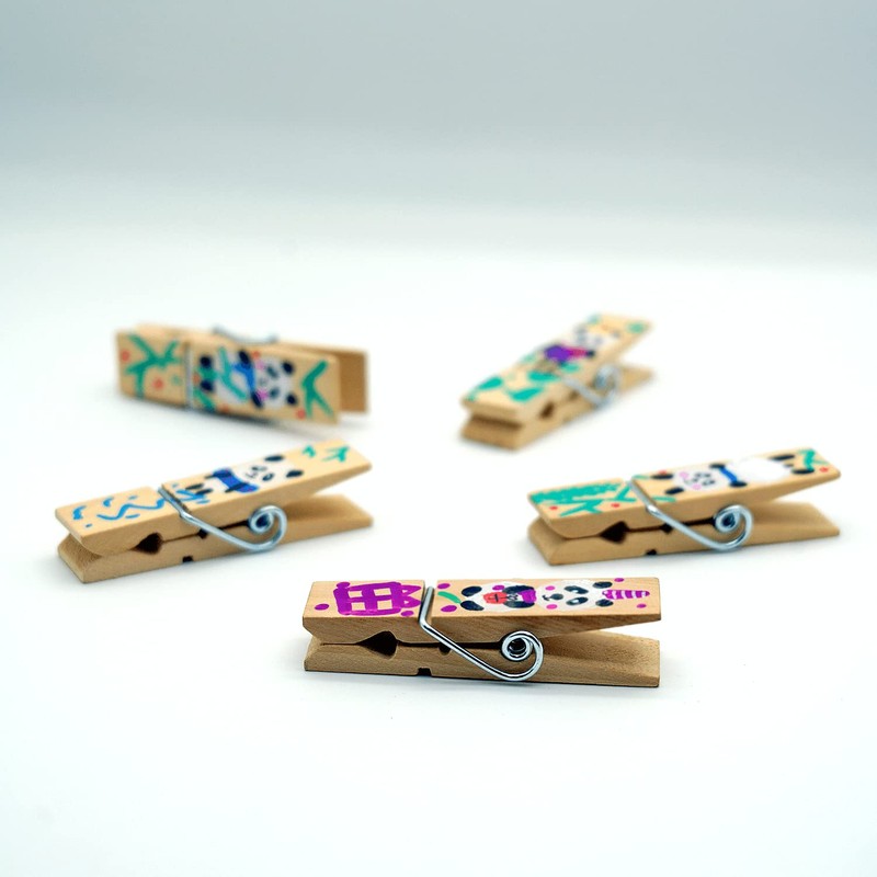HINOSI Handcrafted Whimsical Panda Clip Decor 5 Pack (Handcrafted Panda2)