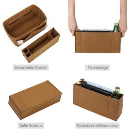 Purse Organizer Insert, Felt Purse Organizer with Zipper and Sewn Bottom Insert, Fit Speedy Neverfull Graceful,6 Sizes (X-Large, Lighting Coffee)