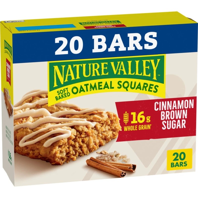 Nature Valley Soft-Baked Oatmeal Squares, Cinnamon Brown Sugar, 20 Ct,